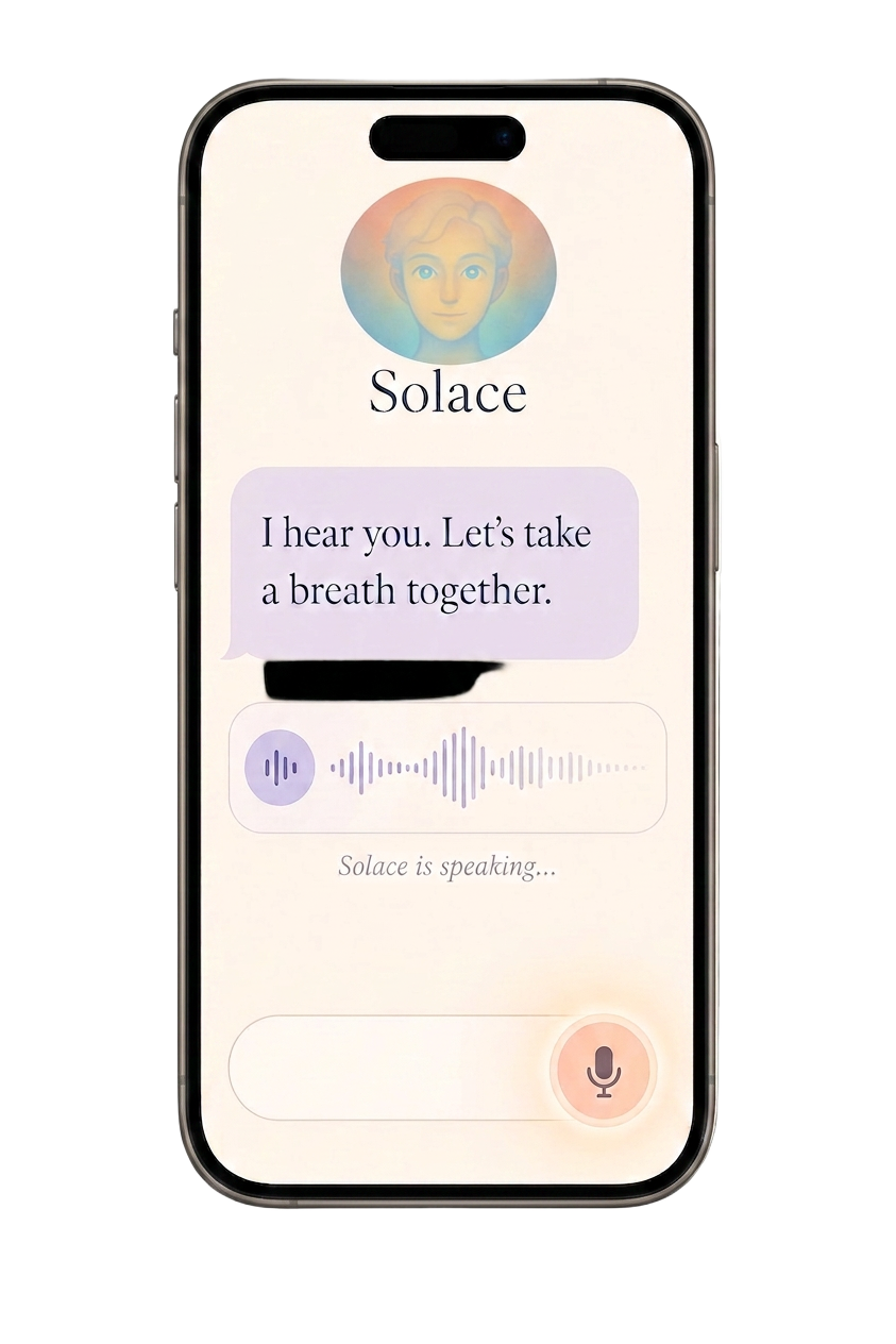 Solace chat on iPhone - voice reply with waveform